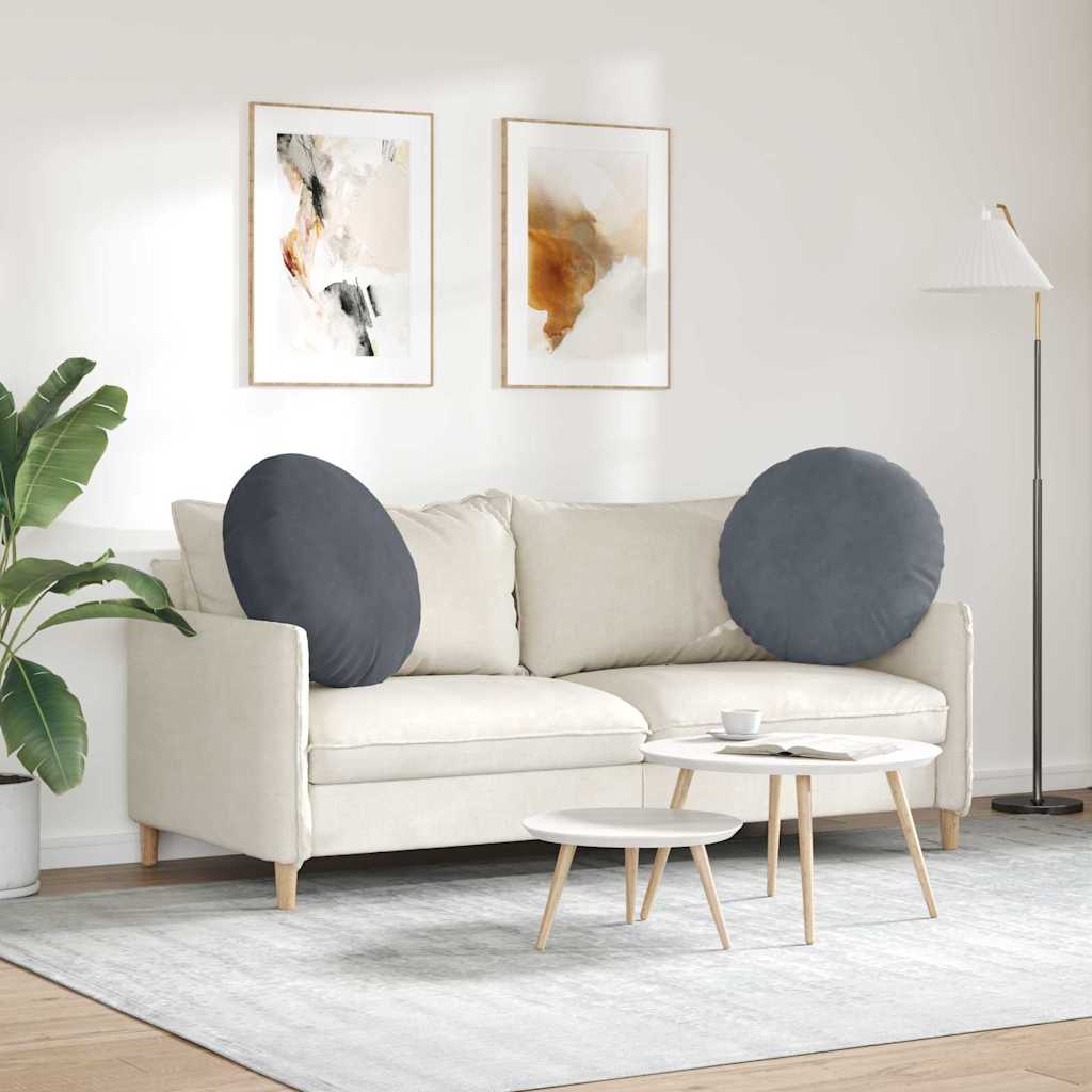 vidaXL Sitzkissen 2 Stück Dunkelgrau Ø 60 x 21 cm Samt