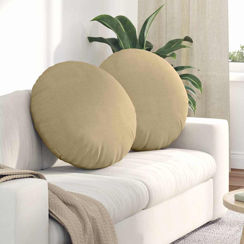 vidaXL Sitzkissen 2 pcs Grau-Grün Ø 60 cm Cordstoff