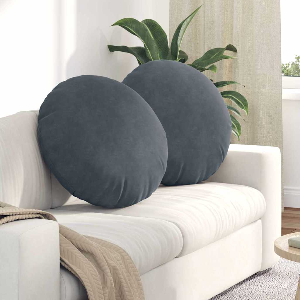 vidaXL Sitzkissen 2 Stück Dunkelgrau Ø 80 x 29 cm Samt