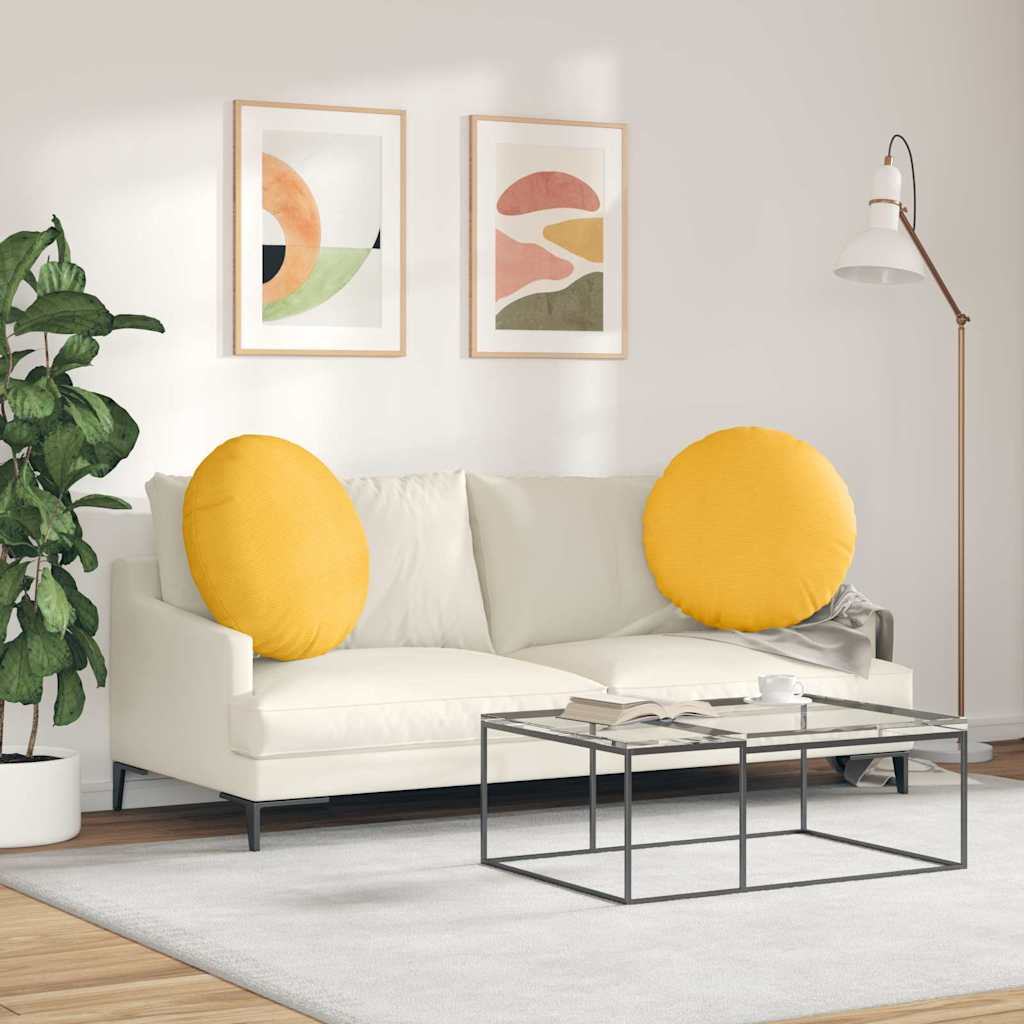 vidaXL Sitzkissen 2 pcs Helles Gelb Ø 80 cm Cordstoff