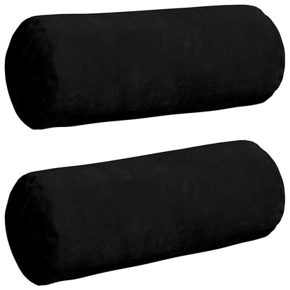 vidaXL Bolsterkissen 2 Stück Schwarz Ø 15 x 40 cm Mikrofaserstoff