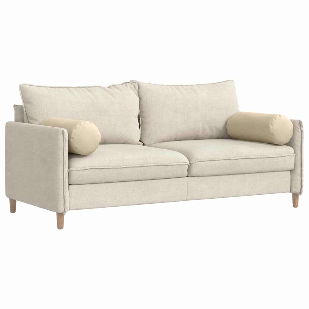 Bolsterkissen 2 Stück Creme Ø 25 x 70 cm Stoff