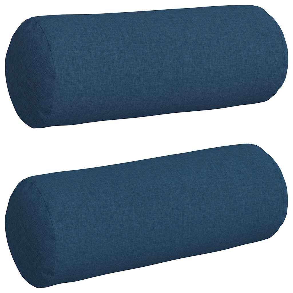 vidaXL Bolsterkissen 2 Stück Blau Ø 25 x 70 cm Stoff