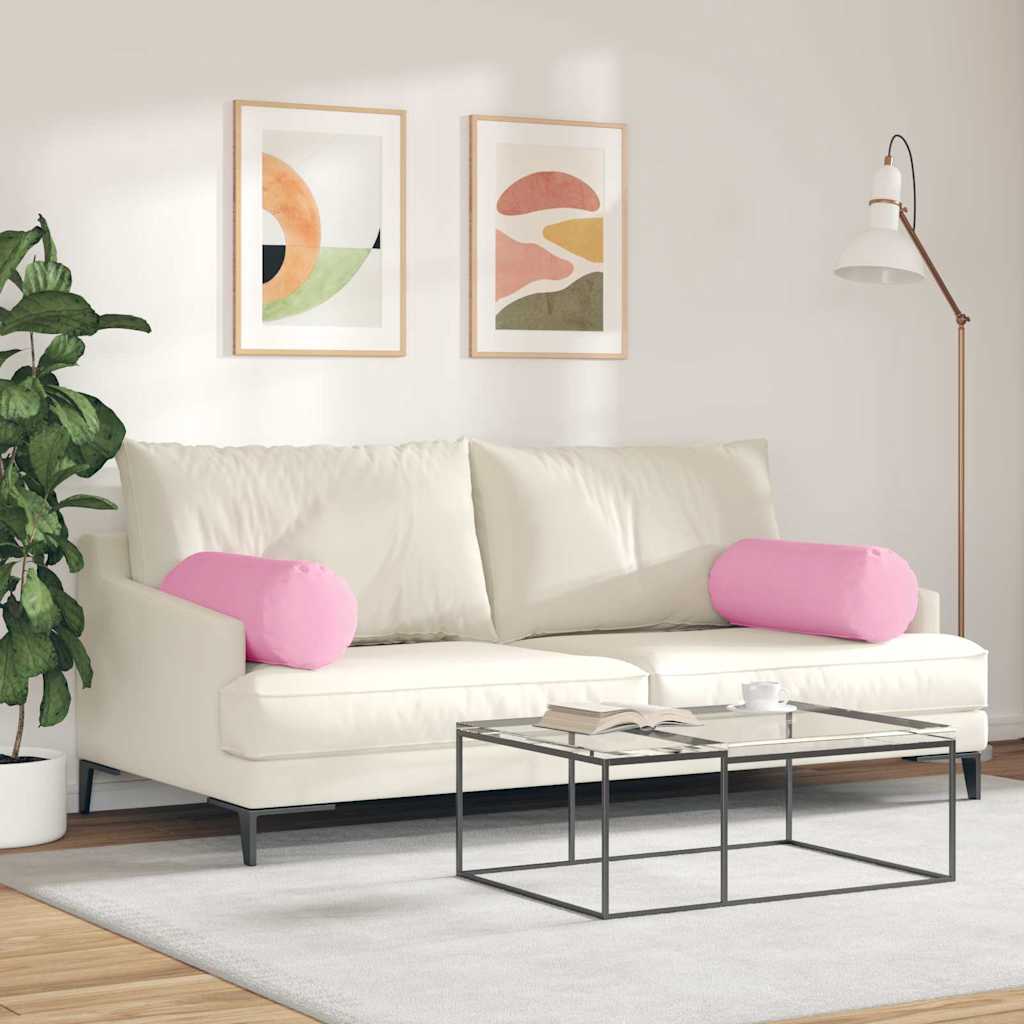 vidaXL Bolsterkissen 2 Stück Rosa Ø 25 x 70 cm Stoff