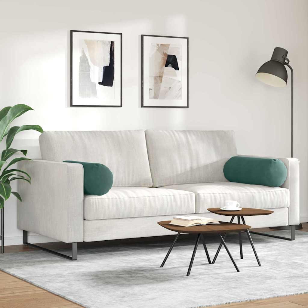 vidaXL Bolsterkissen 2 Stück Dunkelgrün Ø 25 x 70 cm Cordstoff