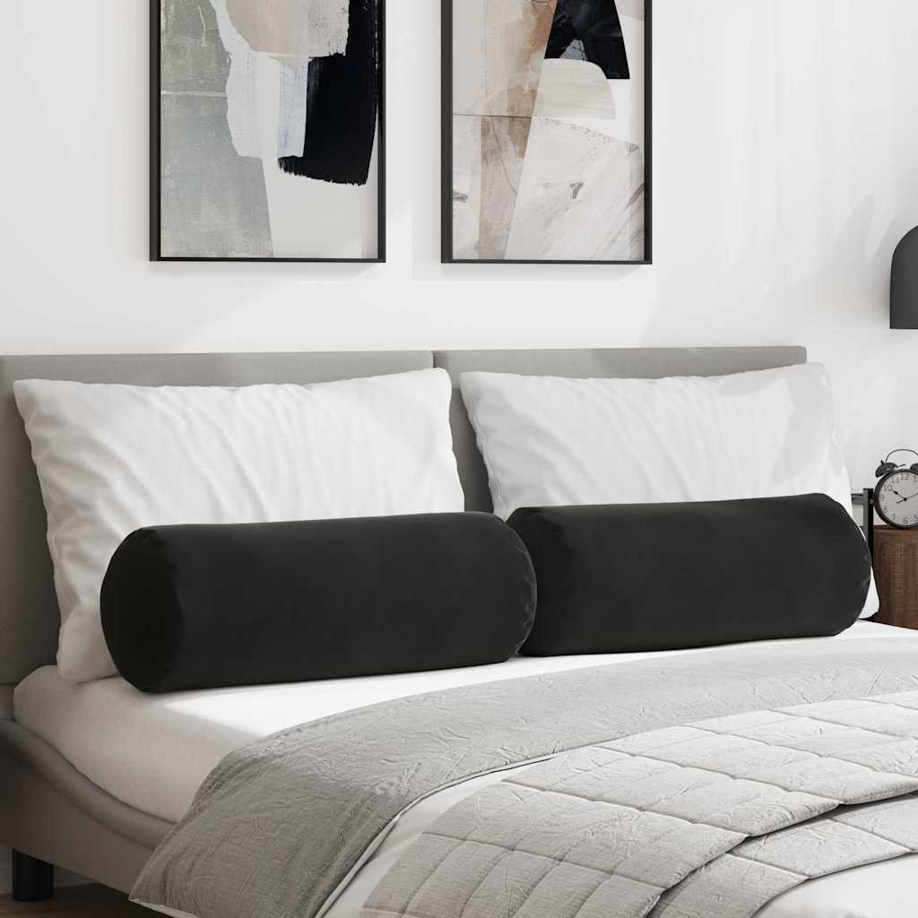 vidaXL Bolsterkissen 2 Stück Schwarz Ø 25 x 70 cm Cordstoff