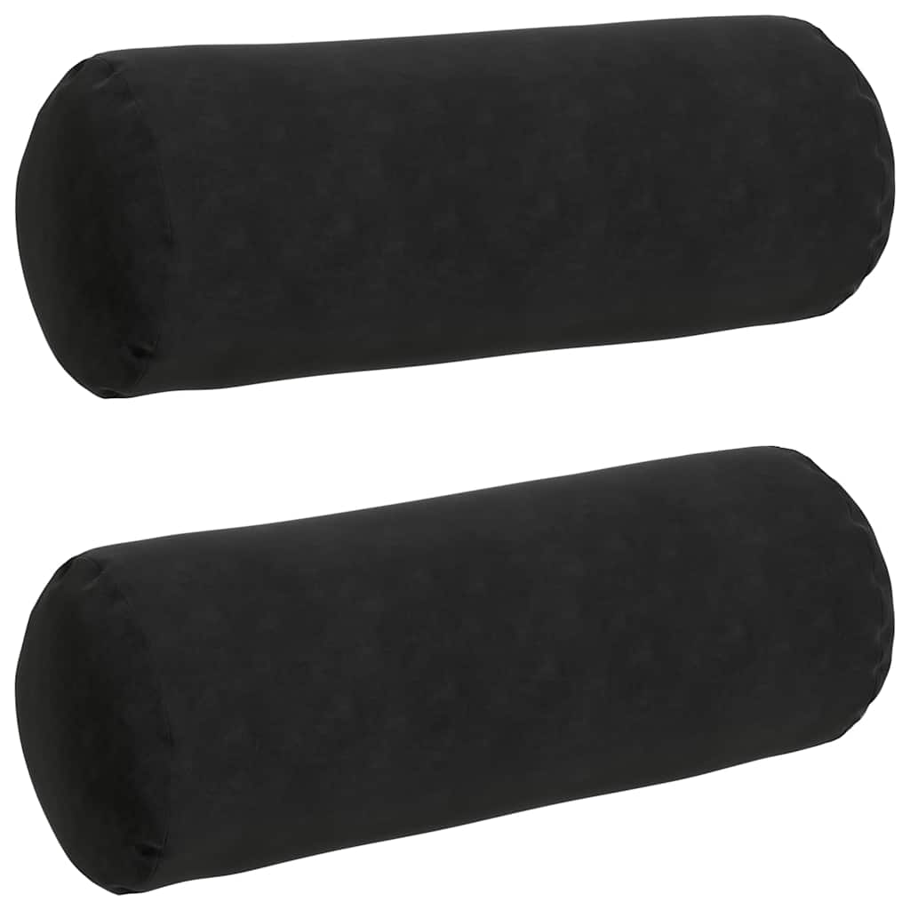 vidaXL Bolsterkissen 2 Stück Schwarz Ø 25 x 70 cm Cordstoff