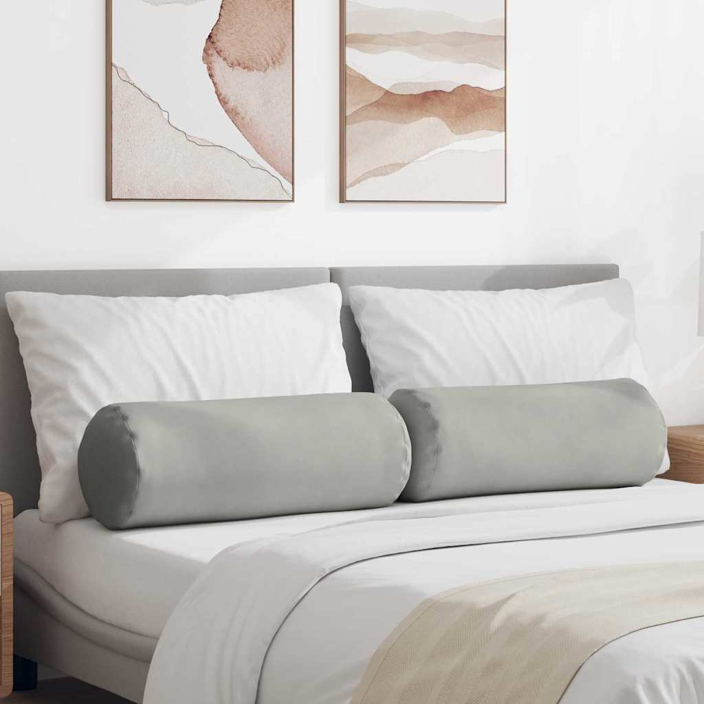 vidaXL Bolsterkissen 2 Stück Hellgrau Ø 25 x 70 cm Mikrofaserstoff