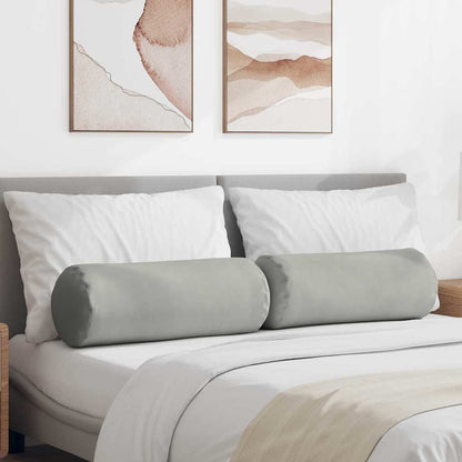 vidaXL Bolsterkissen 2 Stück Hellgrau Ø 25 x 70 cm Mikrofaserstoff