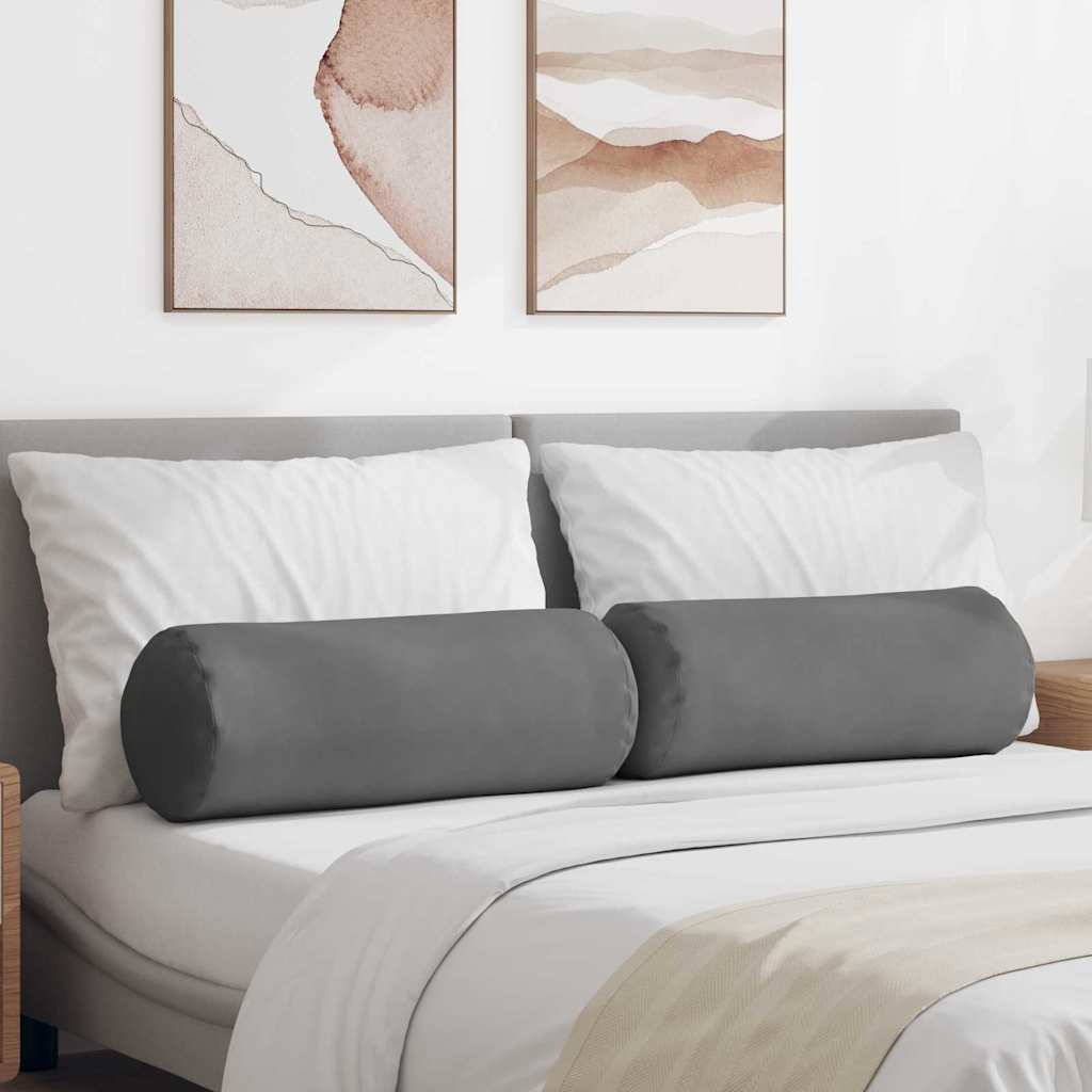 vidaXL Bolsterkissen 2 Stück Dunkelgrau Ø 25 x 70 cm Mikrofaserstoff