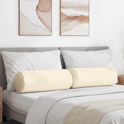 vidaXL Traversin 2 pcs Crème Ø 25 x 70 cm Velours côtelé