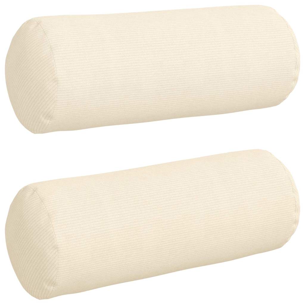 vidaXL Traversin 2 pcs Crème Ø 25 x 70 cm Velours côtelé