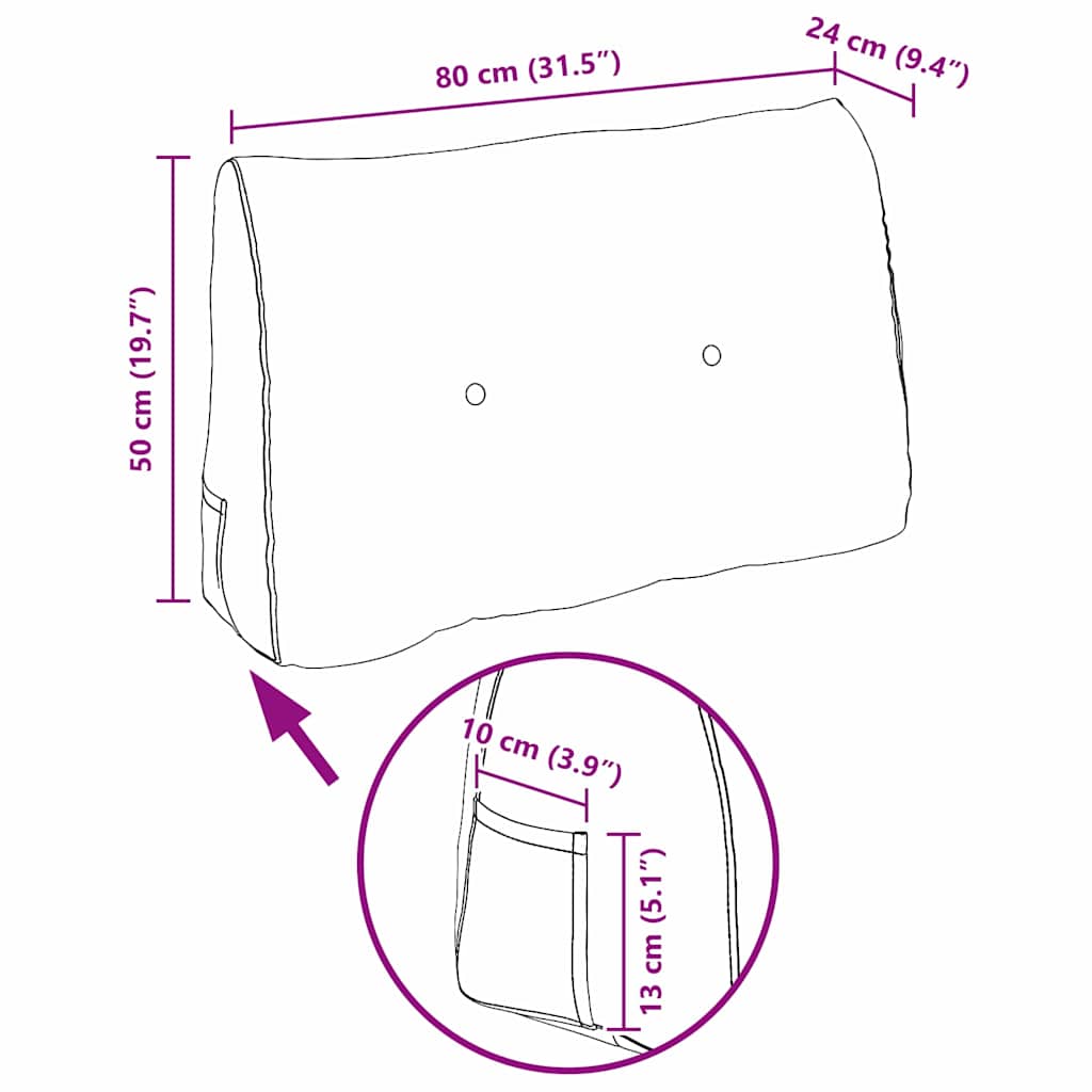 Rückenkissen Braun 80 x 24 x 50 cm Samt