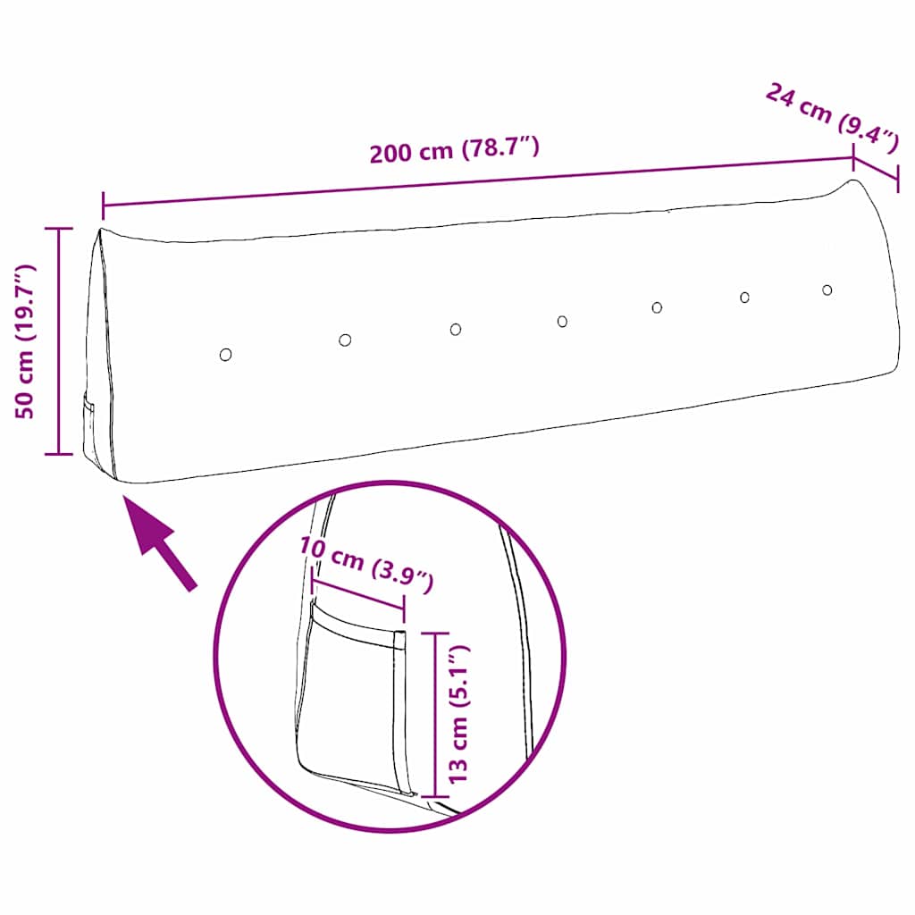Rücken Kissen Rot 200 x 24 x 50 cm Stoff