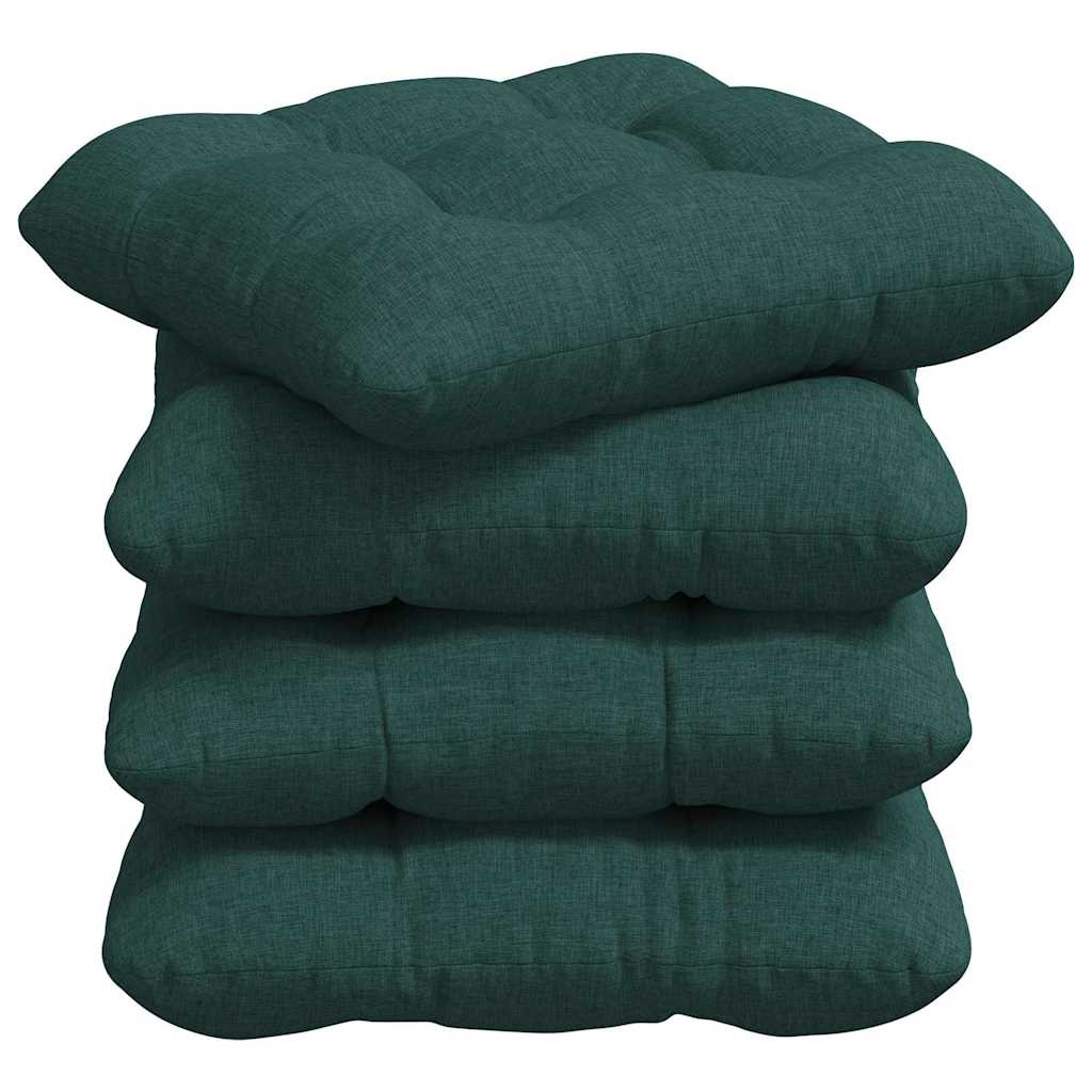 vidaXL Sitzkissen 4 pcs Dunkelgrün 40 x 40 x 12 cm Stoff