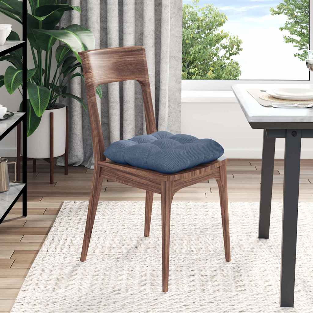 vidaXL Coussins de chaise 4 pcs Bleu 40 x 40 cm Velours côtelé