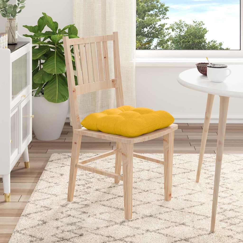vidaXL Coussins de chaise 4 pcs Jaune clair 40 x 40 cm Tissu côtelé