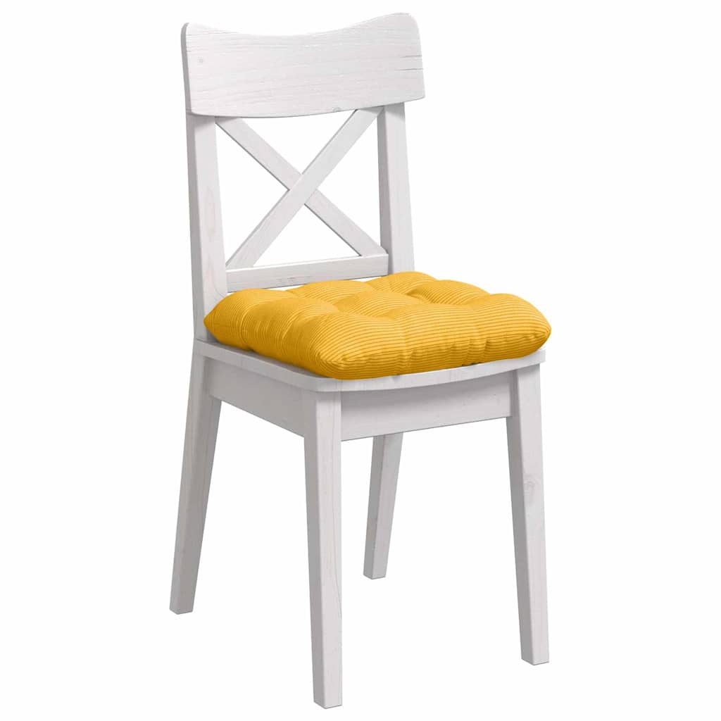 vidaXL Coussins de chaise 4 pcs Jaune clair 40 x 40 cm Tissu côtelé