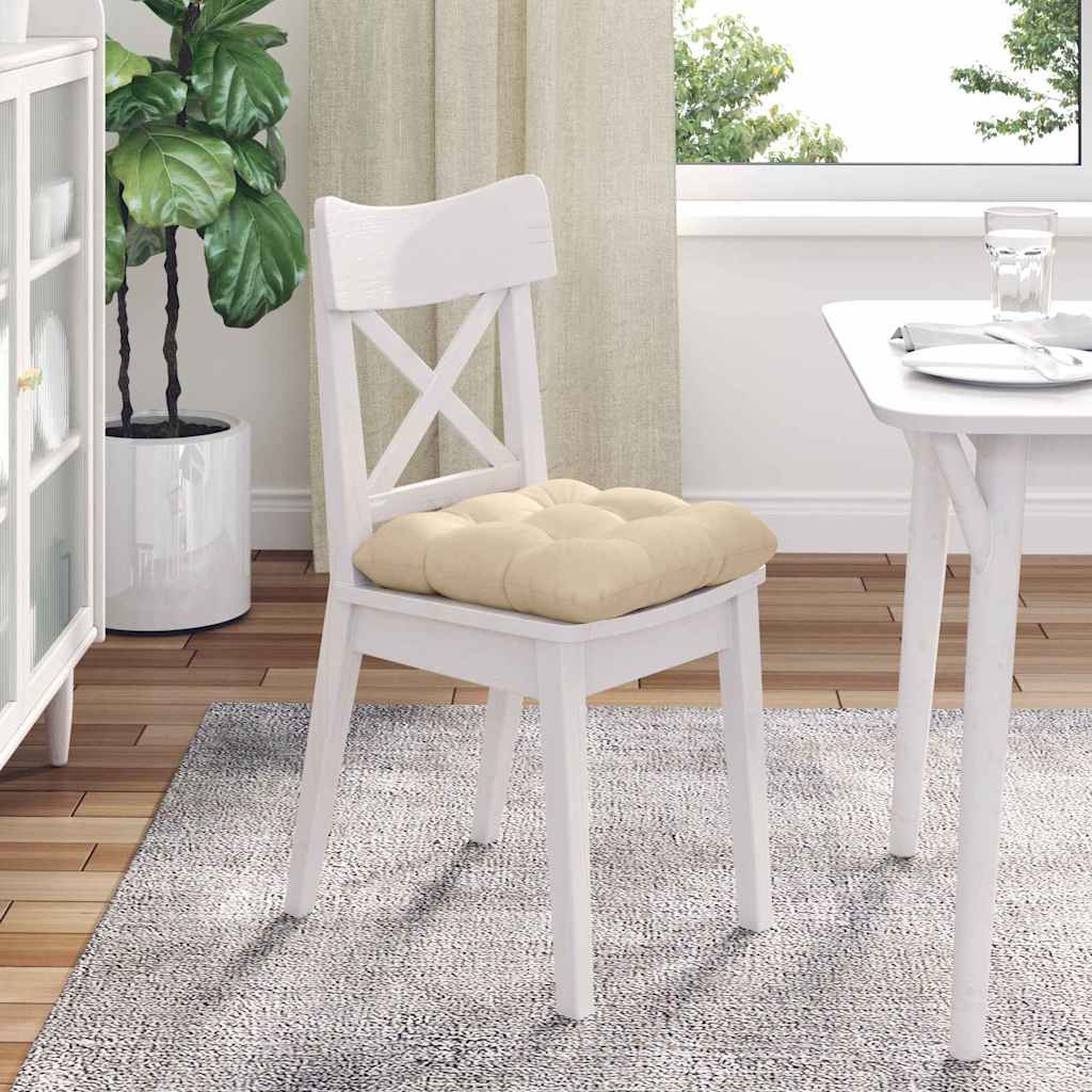 vidaXL Coussins de chaise 4 pcs Crème 45 x 45 cm Tissu microfibre