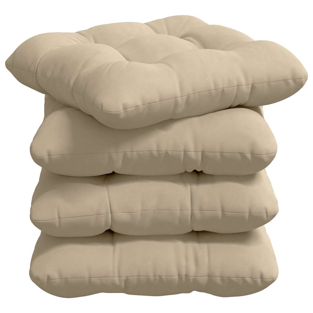 vidaXL Coussins de chaise 4 pcs Crème 45 x 45 cm Tissu microfibre