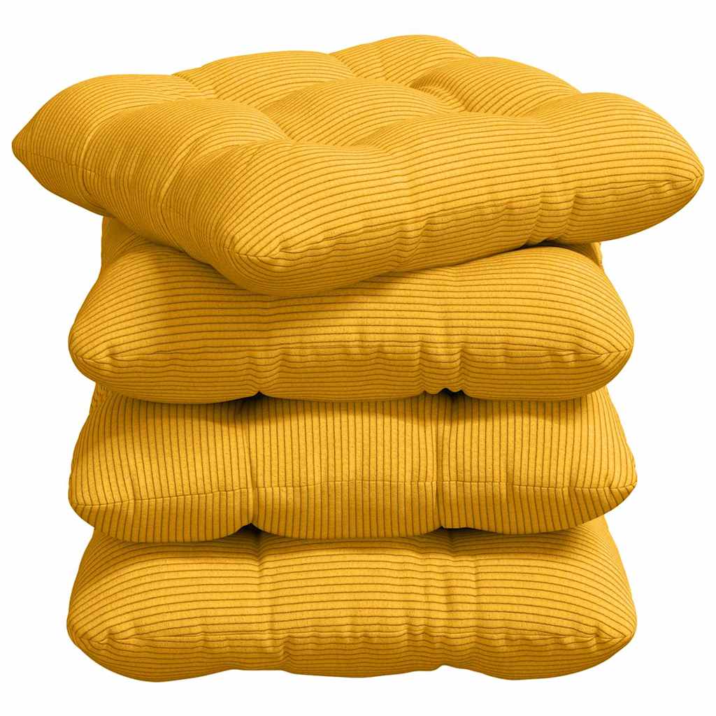 vidaXL Sitzkissen 4 pcs Helles Gelb 45 x 45 cm Cordstoff