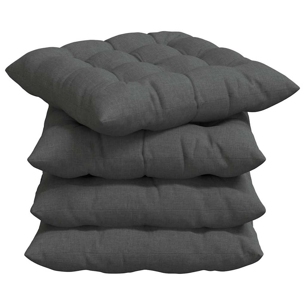 vidaXL Sitzkissen 4 pcs Dunkelgrau 40 x 40 x 6 cm Stoff