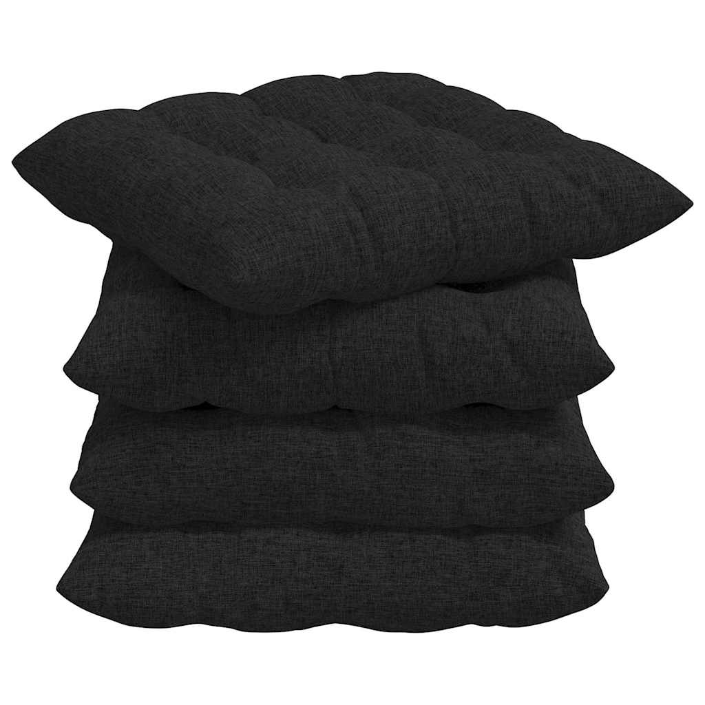 vidaXL Sitzkissen 4 pcs Schwarz 40 x 40 x 6 cm Stoff