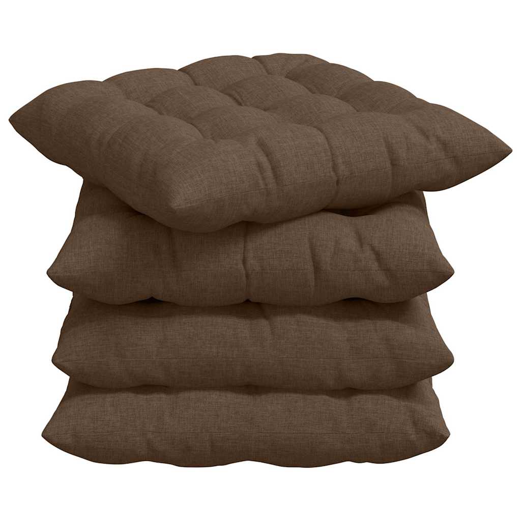 vidaXL Coussins de chaise 4 pcs Marron 40 x 40 x 6 cm Tissu