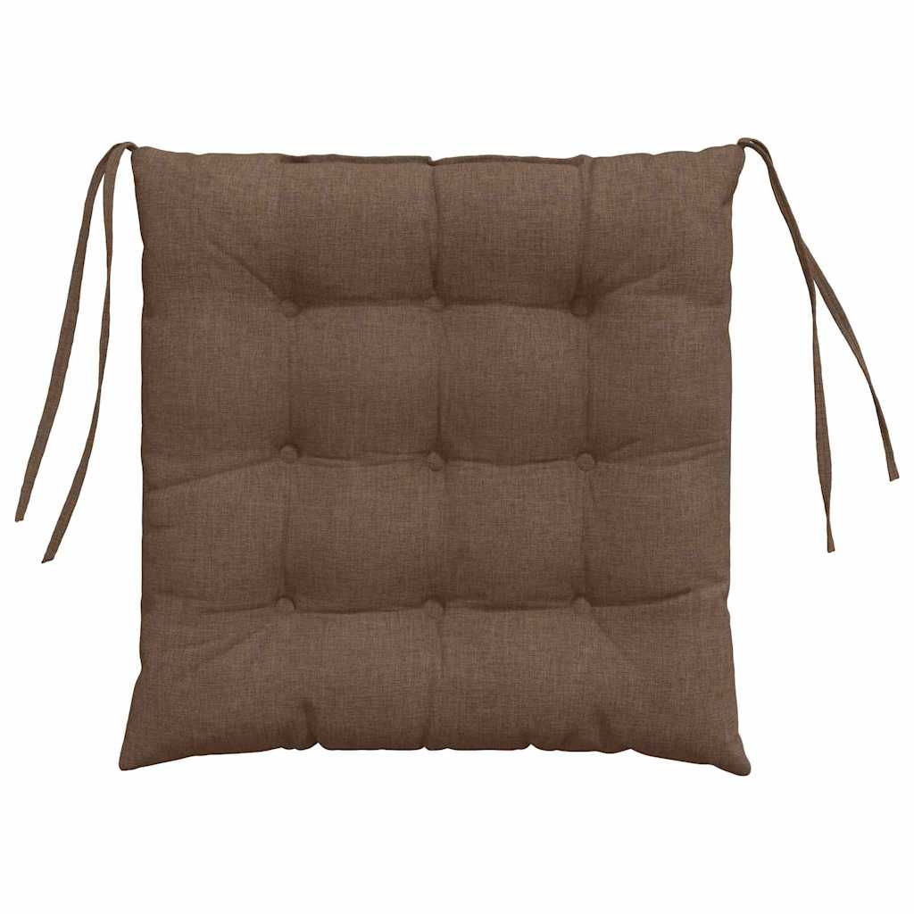 vidaXL Coussins de chaise 4 pcs Marron 40 x 40 x 6 cm Tissu