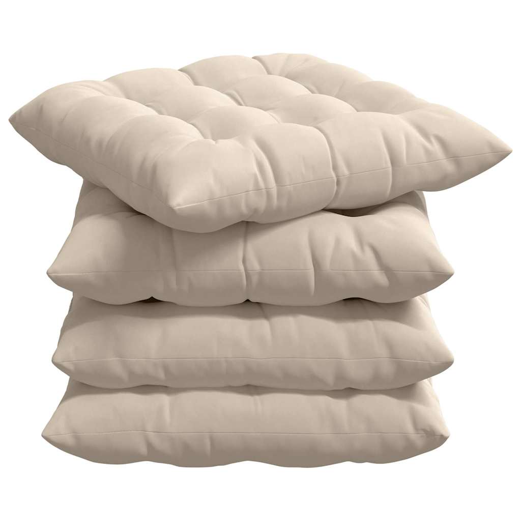 vidaXL Coussins de chaise 4 pcs Beige 40 x 40 x 6 cm Microfibre