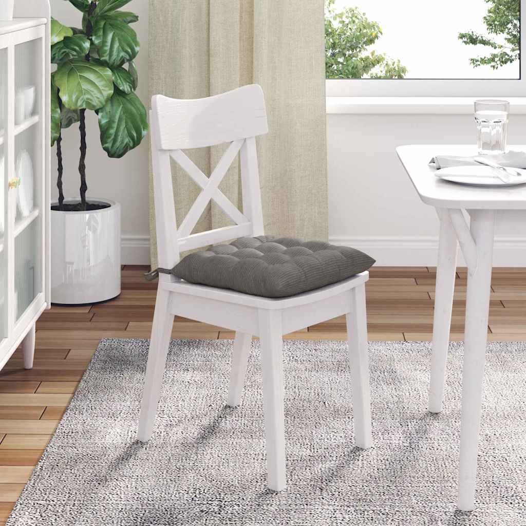 vidaXL Coussins de chaise 4 pcs Gris clair 40 x 40 x 6 cm Velours côtelé