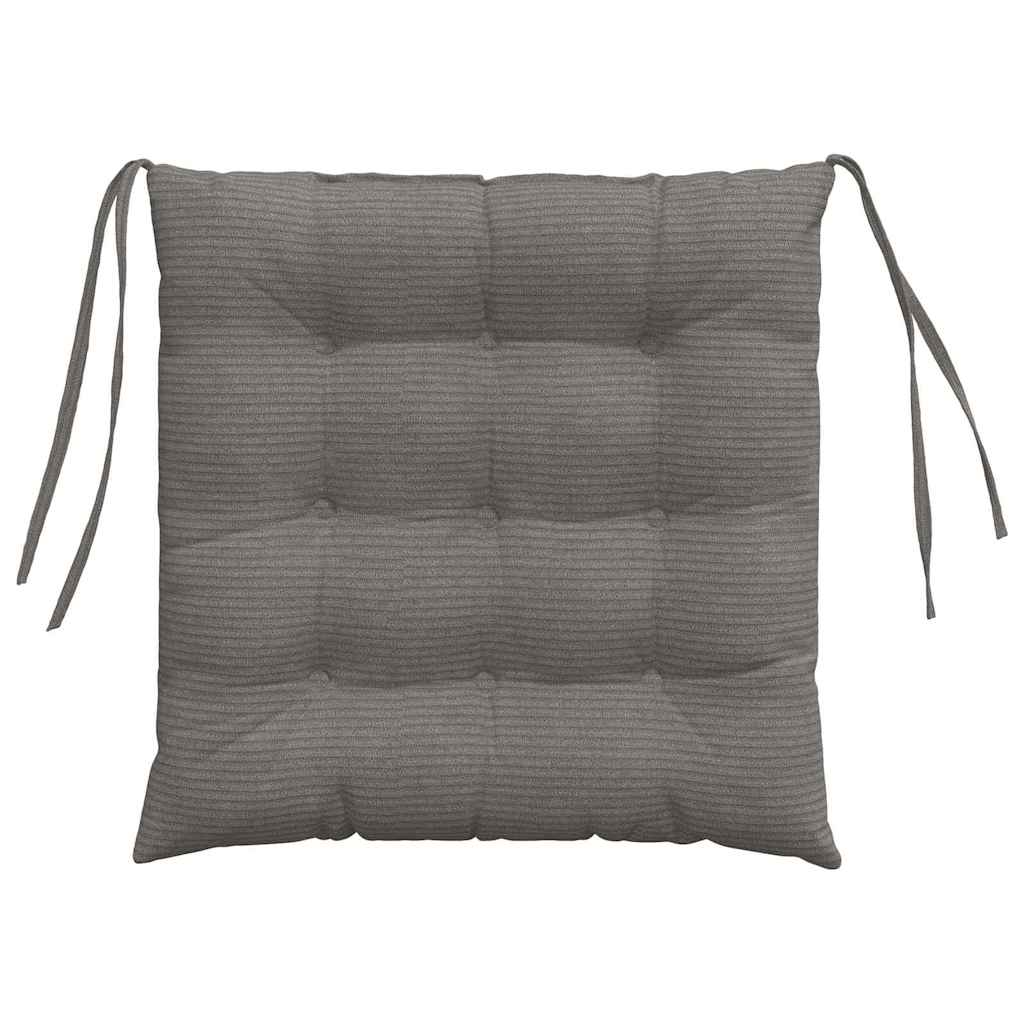 vidaXL Coussins de chaise 4 pcs Gris clair 40 x 40 x 6 cm Velours côtelé