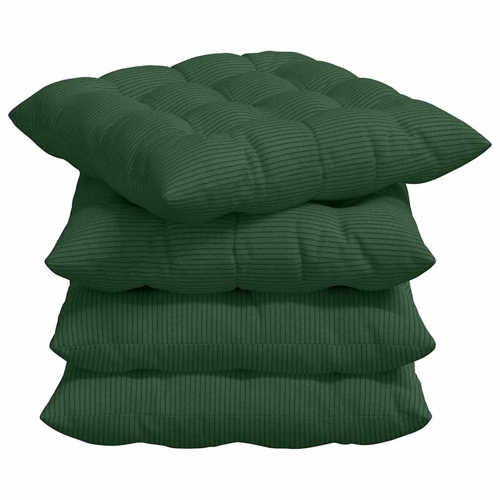 vidaXL Sitzkissen 4 pcs Dunkelgrün 40 x 40 x 6 cm Cordstoff