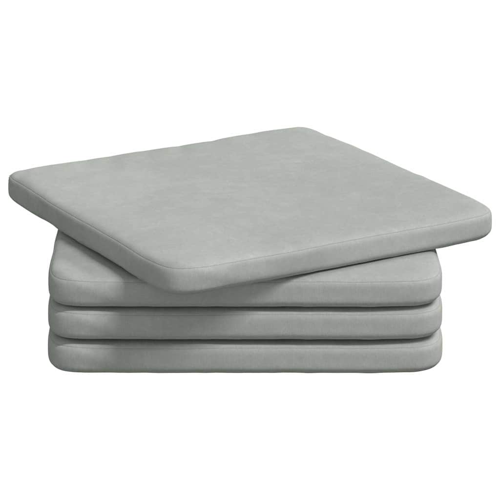 vidaXL Sitzkissen 4 pcs Hellgrau 40 x 40 x 3 cm Samt