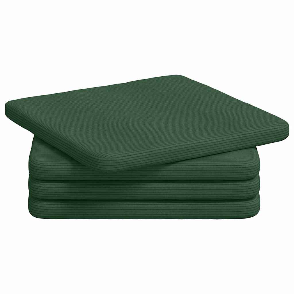 vidaXL Sitzkissen 4 pcs Dunkelgrün 40 x 40 x 3 cm Cordstoff