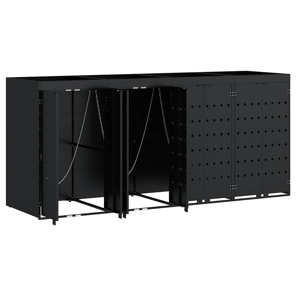 Wagenmüllbehälter für 4 Behälter Schwarz 272 x 77,5 x 121,5 cm