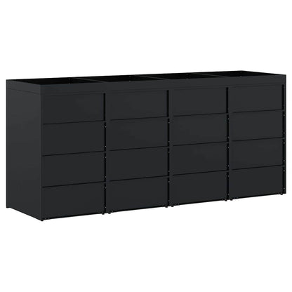 Wagenmüllbehälter für 4 Behälter Schwarz 272 x 77,5 x 121,5 cm