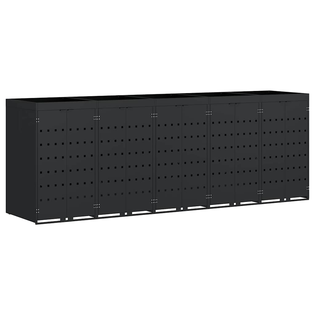Wagenmüllbehälter für 5 Behälter Schwarz 340 x 77,5 x 121,5 cm