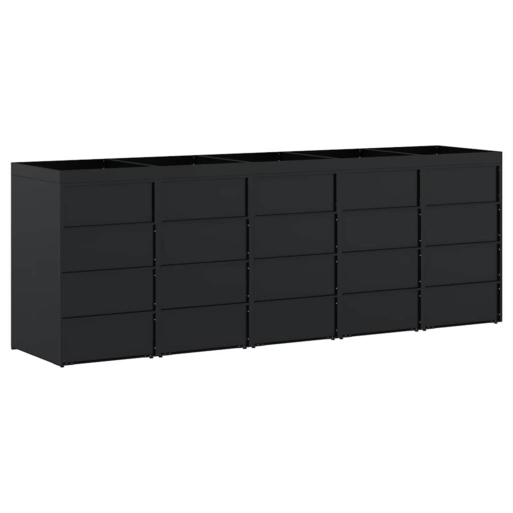 Wagenmüllbehälter für 5 Behälter Schwarz 340 x 77,5 x 121,5 cm