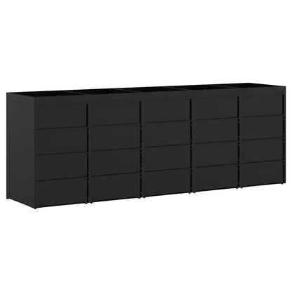 Wagenmüllbehälter für 5 Behälter Schwarz 340 x 77,5 x 121,5 cm