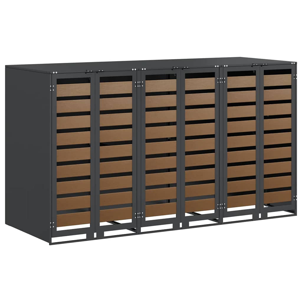 Wagenmüllbehälter für 3 Behälter 204 x 77,5 x 115,5 cm Stahl