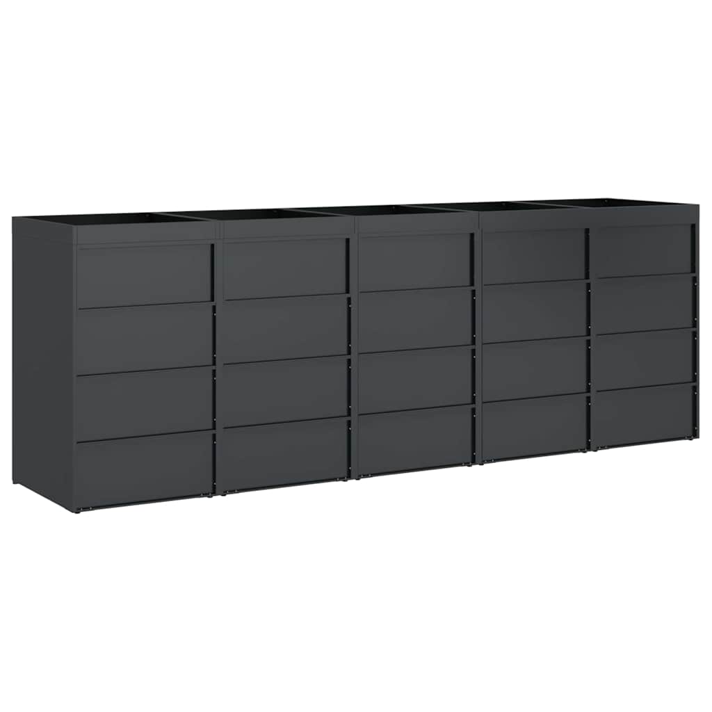 Wagenmüllbehälter für 5 Behälter 340 x 77,5 x 121,5 cm Stahl