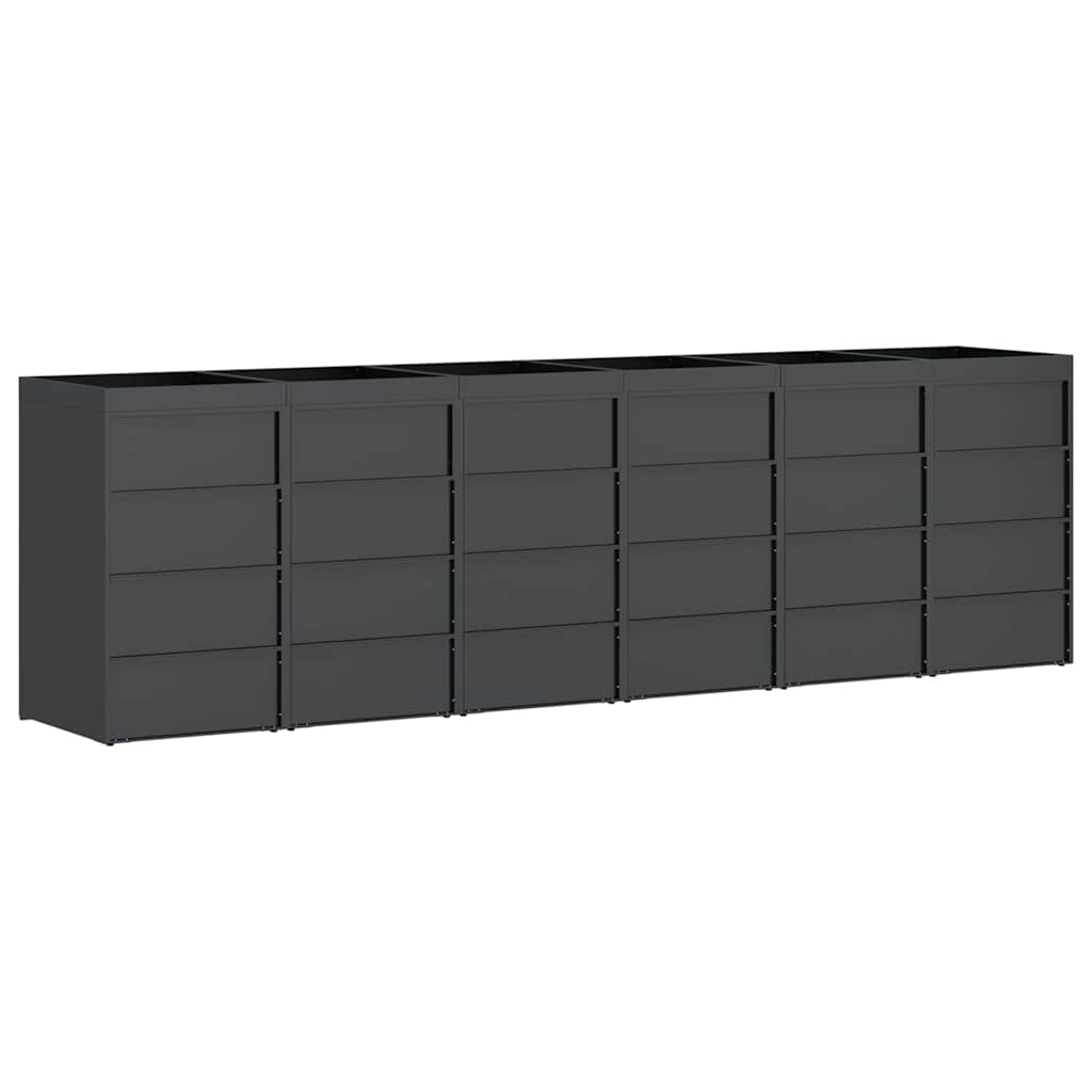 Wagenmüllbehälter für 6 Behälter 408 x 77,5 x 121,5 cm Stahl