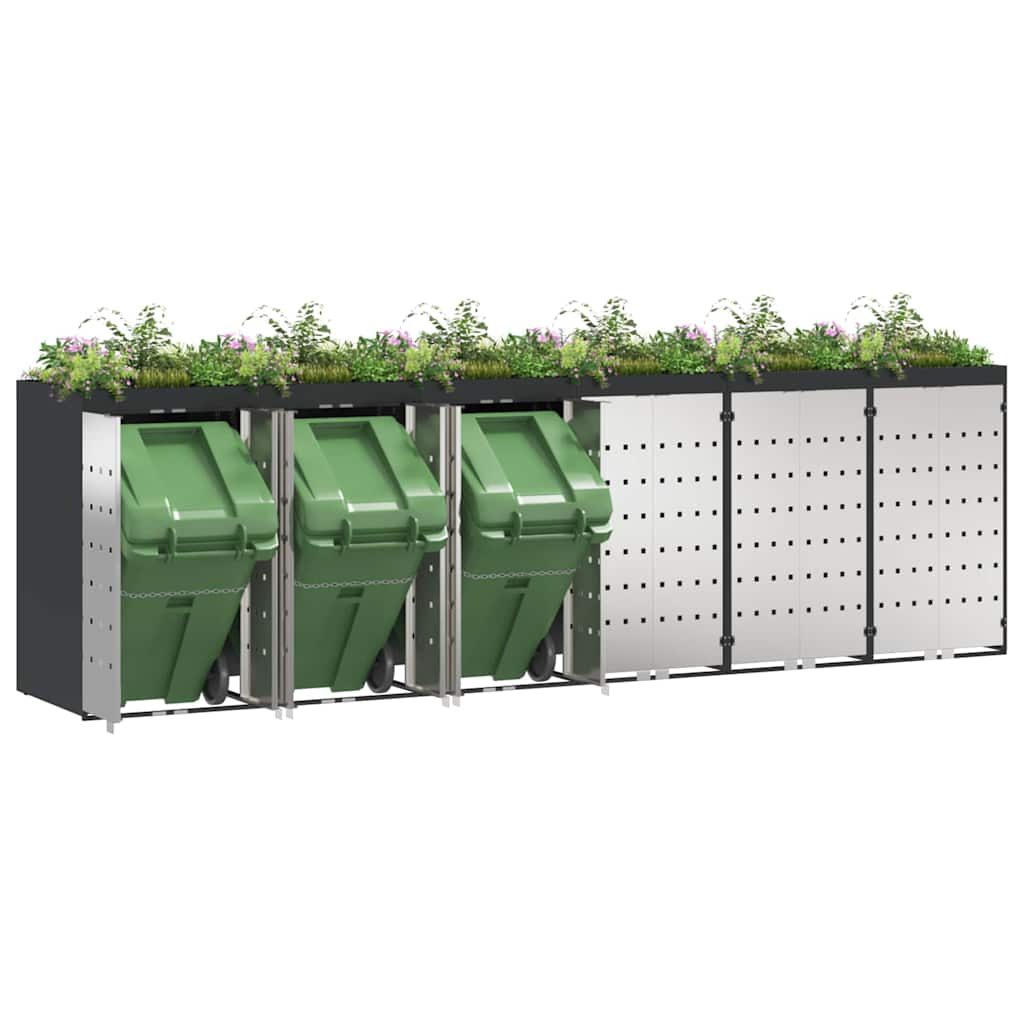Wagenmüllbehälter für 6 Behälter 408 x 77,5 x 121,5 cm Stahl