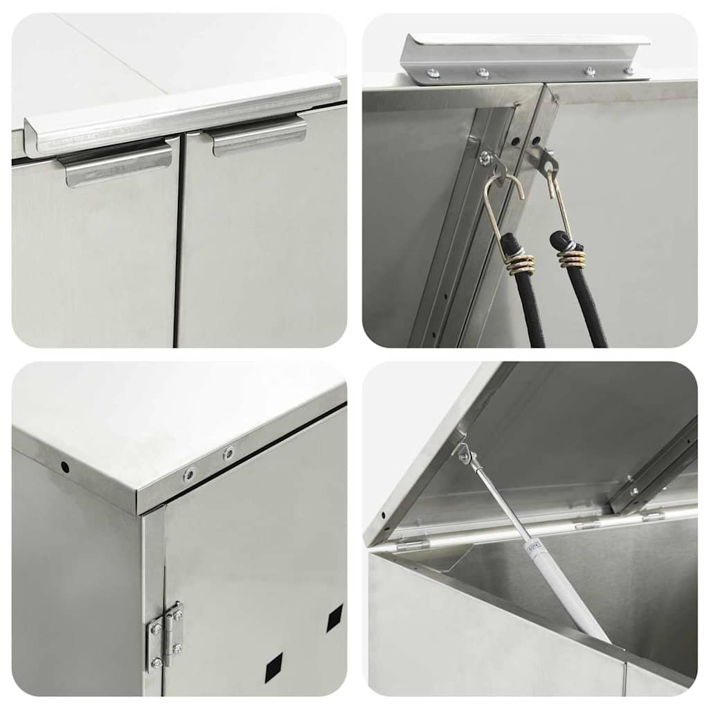 Wagenmüllbehälter für 3 Behälter Silber 204 x 77,5 x 115,5 cm