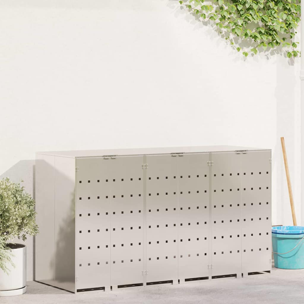 Wagenmüllbehälter für 3 Behälter Silber 204 x 77,5 x 115,5 cm