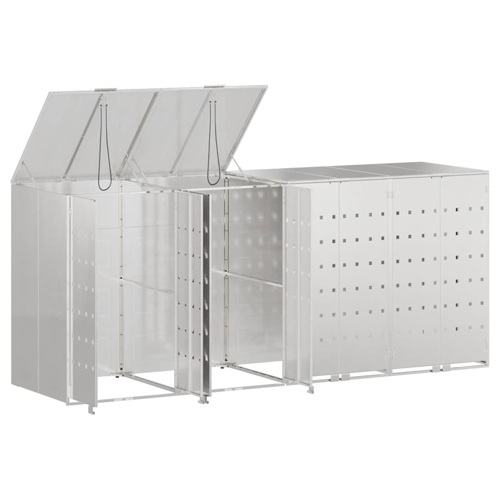 Wagenmüllbehälter für 4 Behälter Silber 272 x 77,5 x 115,5 cm