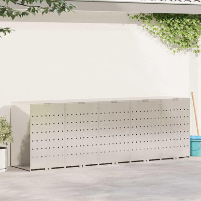 Wagenmüllbehälter für 5 Behälter Silber 340 x 77,5 x 115,5 cm