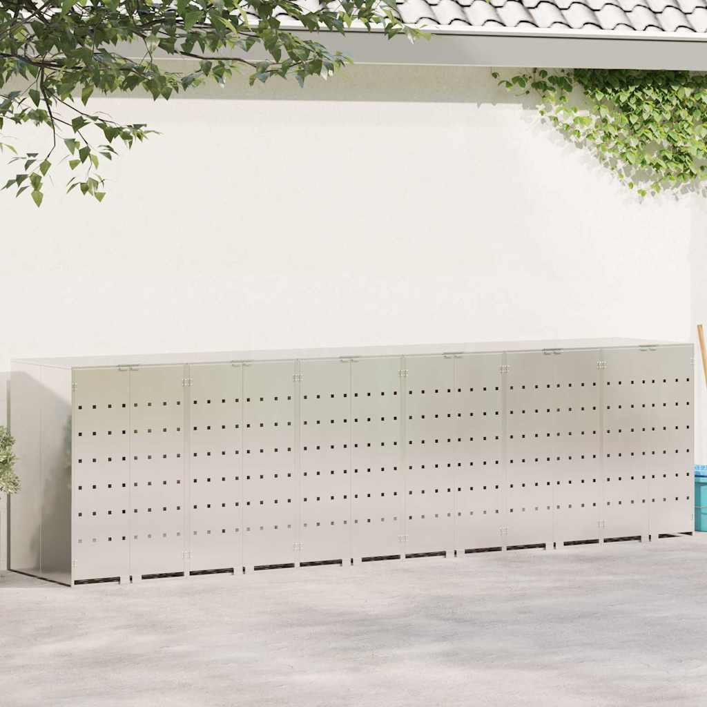 Wagenmüllbehälter für 6 Behälter Silber 408 x 77,5 x 115,5 cm