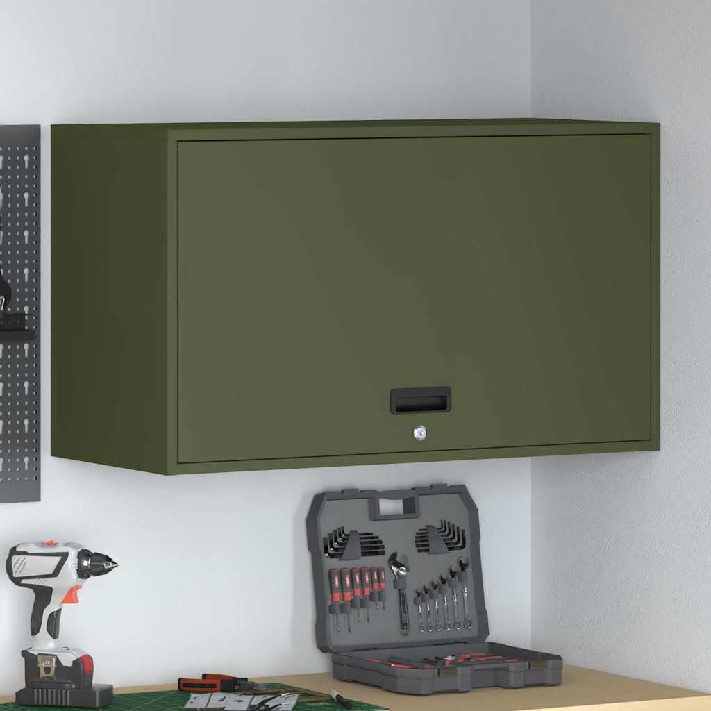 vidaXL Wandschrank für die Garage mit Gasdrucklift-Tür Olivgrün